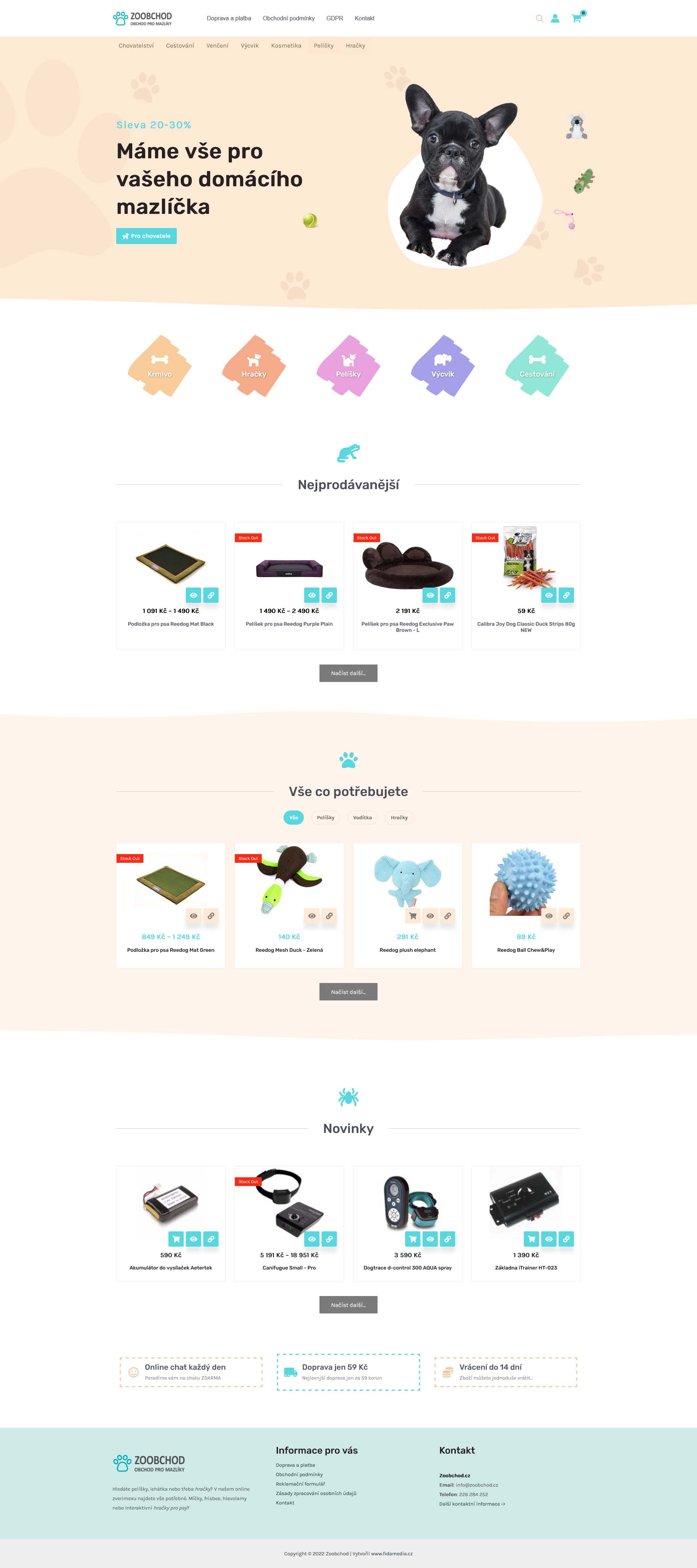 Ukázka desktop verze e-shopu Zoobchod.cz